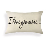 Ogiselestyle Farmhouse Pillow Covers with I Love You More Quotes 12" x 20" Lumbar Pillow Covers Home Decorative Linen Cushion Case for Sofa Couch Housewarming Gifts Family Room Décor image 0